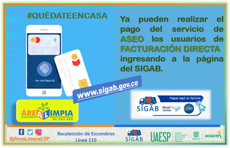 Pago del servicio de Aseo por Facturación Directa – Área Limpia